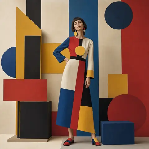 Bauhaus Geometric Fashion Stage AI image style preview for image-to-image generation