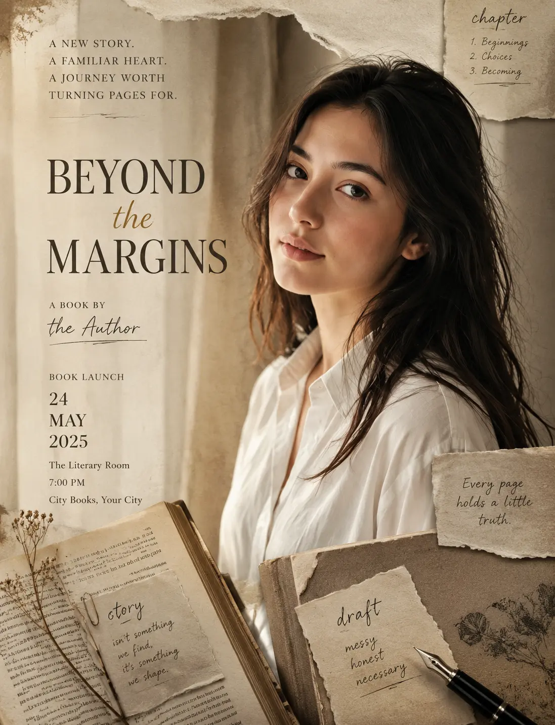 Book Launch Editorial Poster AI image template result