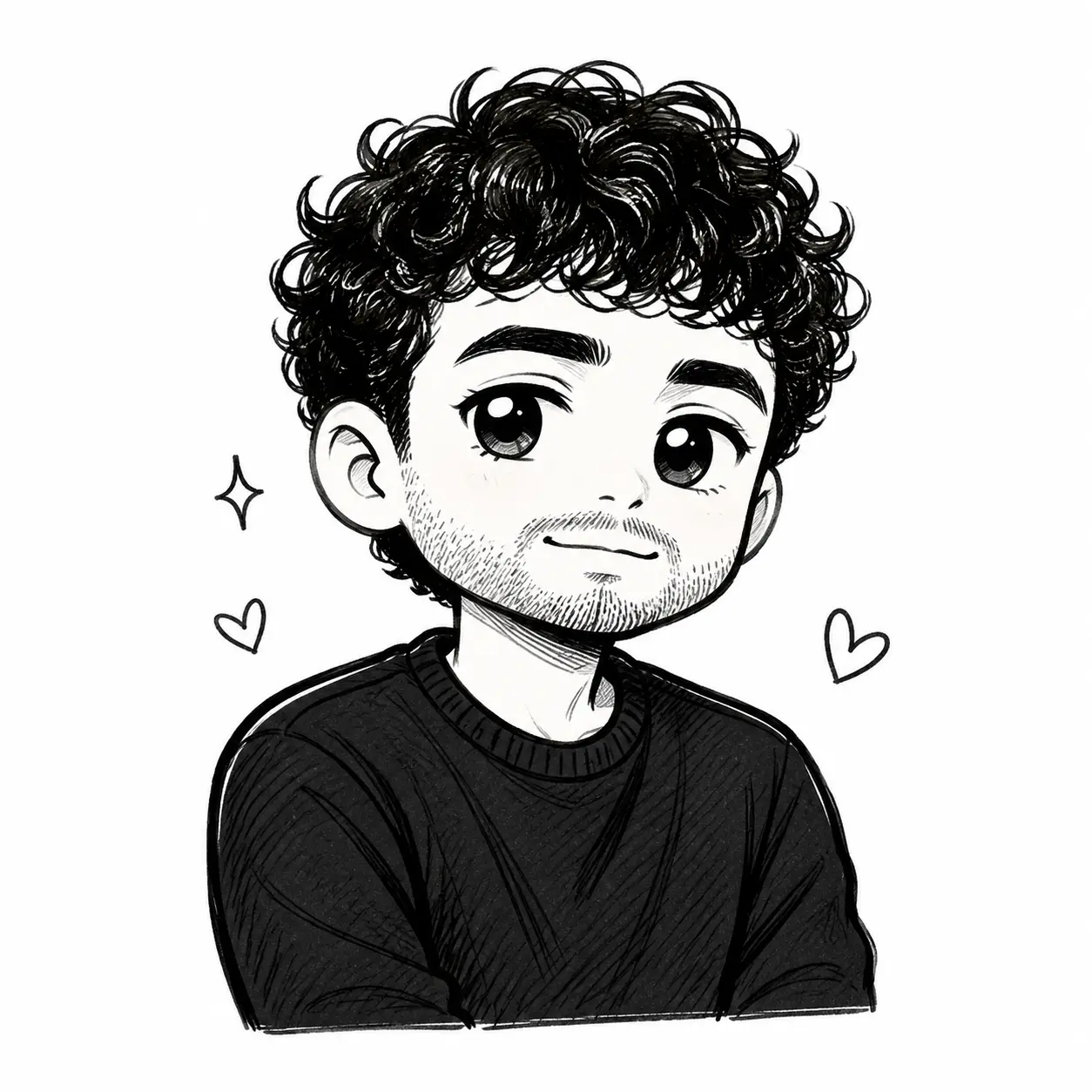 Black and White Chibi Marker Sketch AI image template result