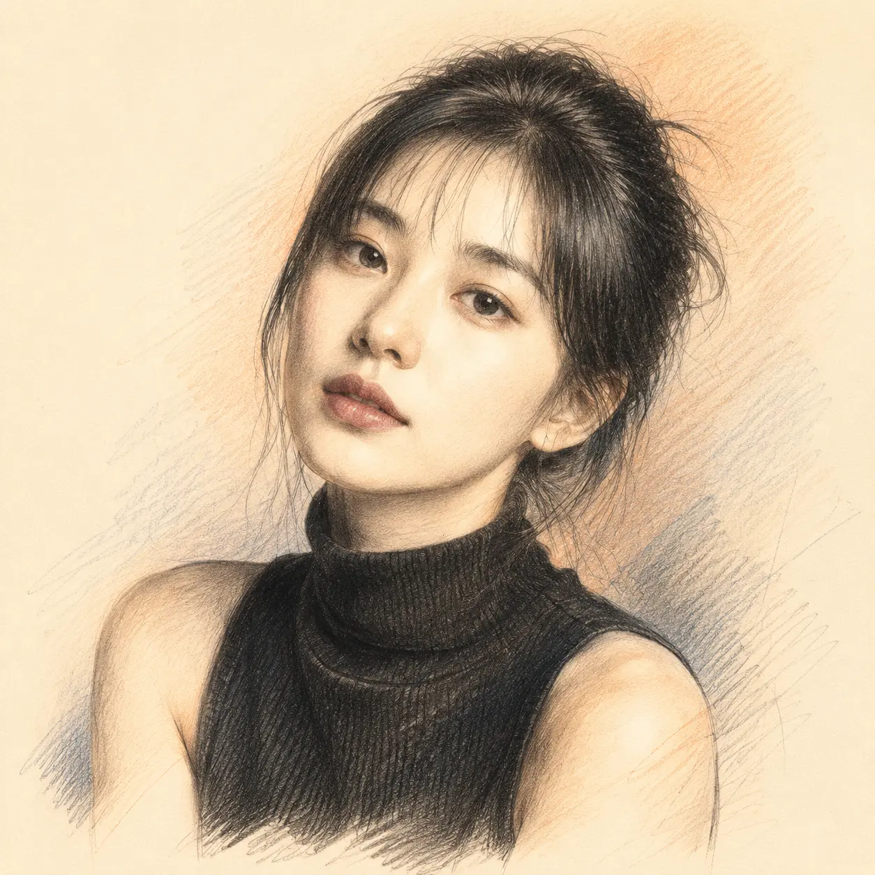 Colored Pencil Ivory Portrait AI image template result