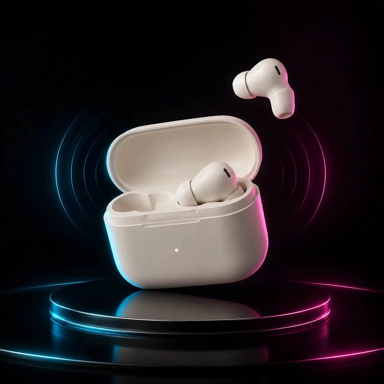 Earbuds Neon Tech Launch AI image template result