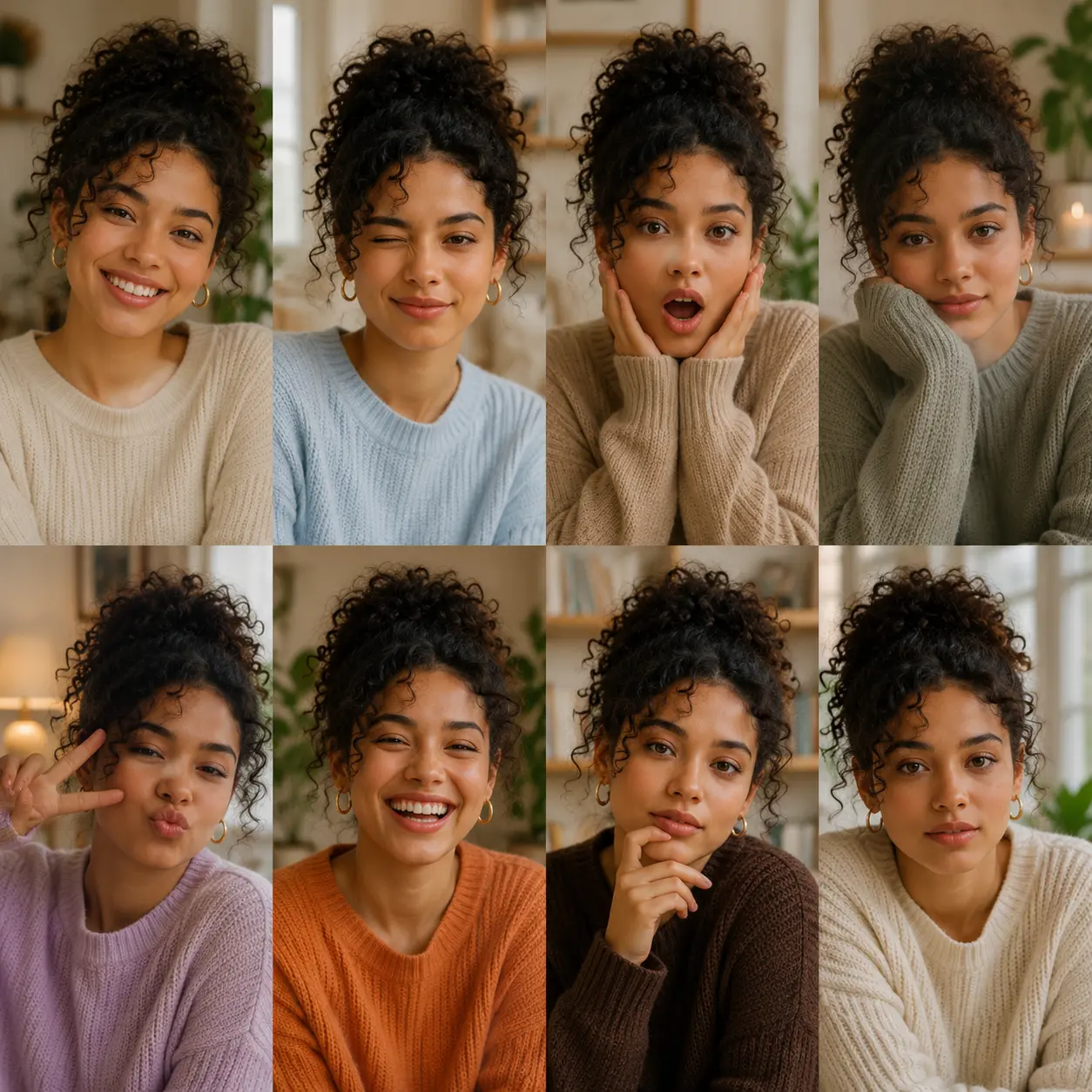 Eight Moods Portrait Collage AI image template result