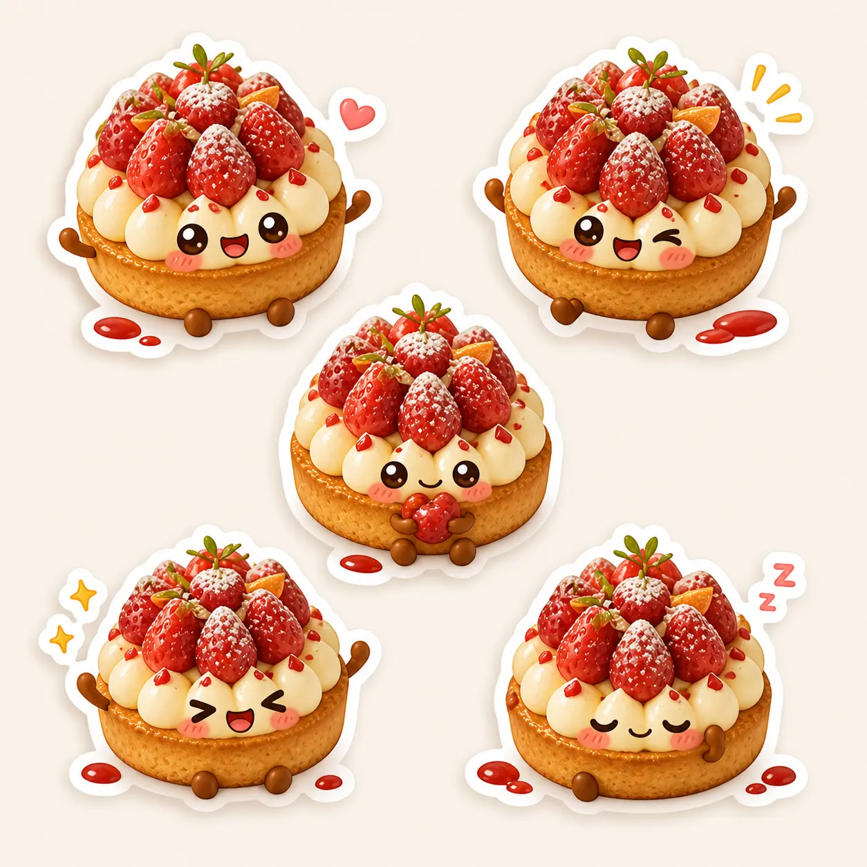 Kawaii Food Mascot Stickers AI image template result