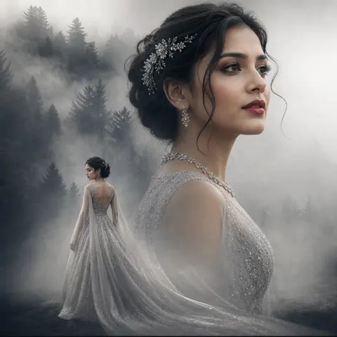 Misty Bridal Double Exposure AI image style preview for image-to-image generation