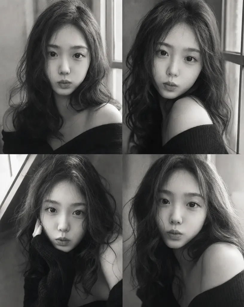 Monochrome Window Portrait Grid AI image template result