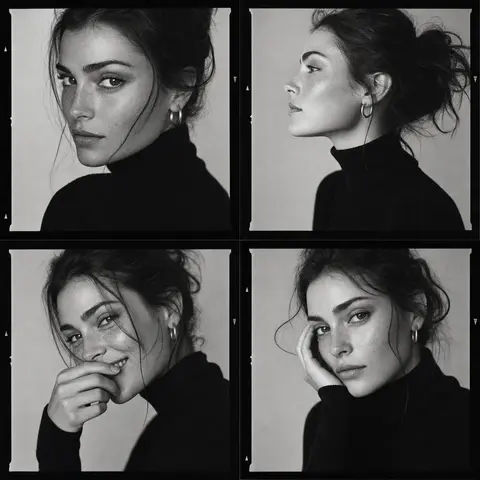 Monochrome Casting Contact Sheet AI image style preview for image-to-image generation