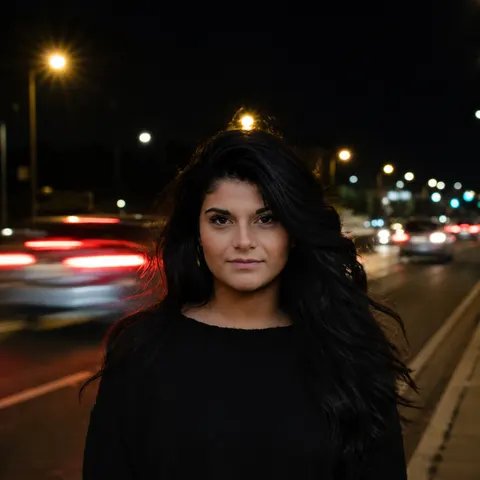 Night Road Flash Portrait AI image style preview for image-to-image generation