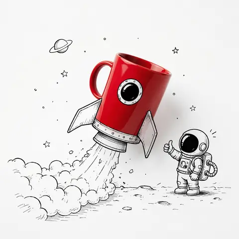 Object doodle fusion AI style preview with realistic object and playful ink character details