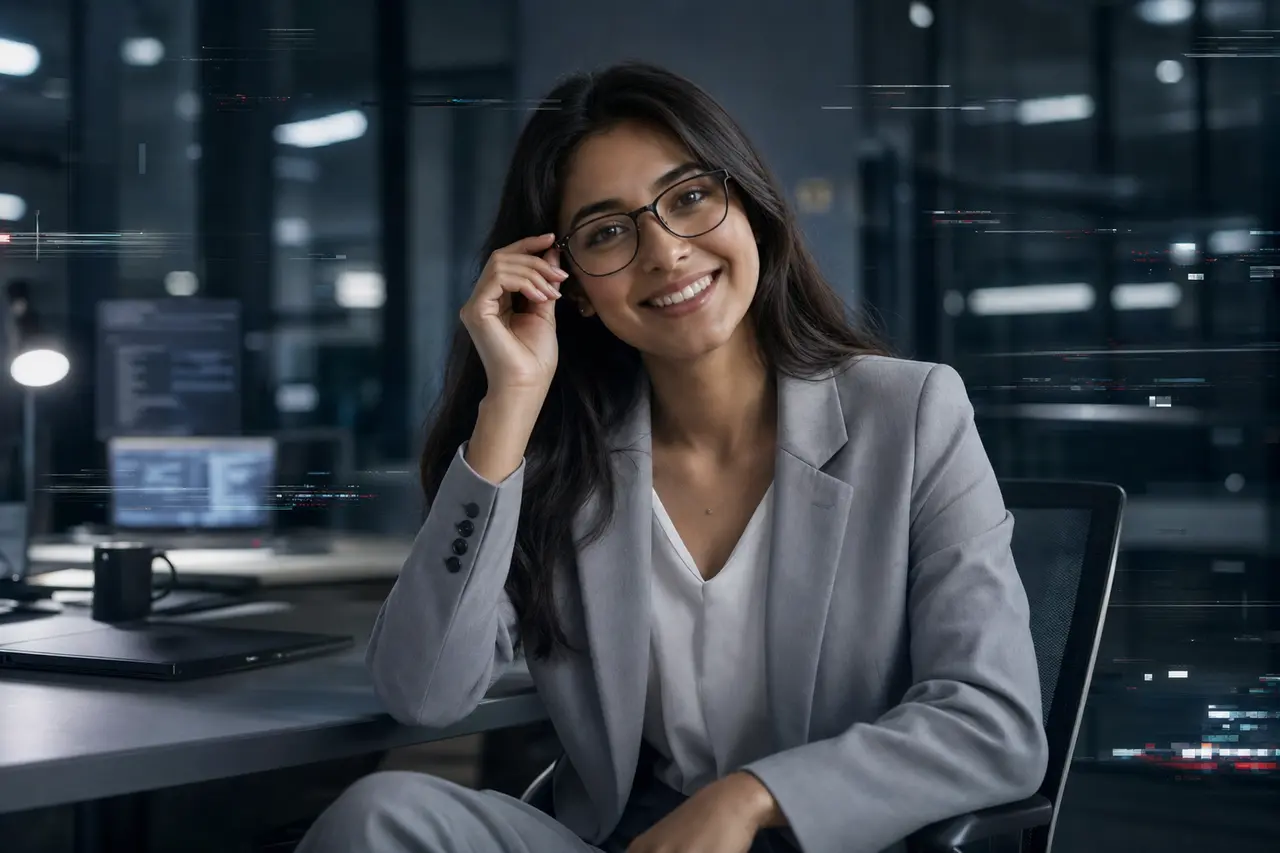 Office Glitch Emotion Portrait AI image template result