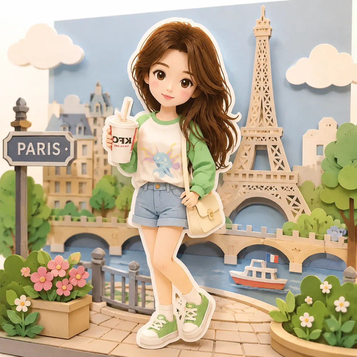 Papercraft Character Diorama AI image template result