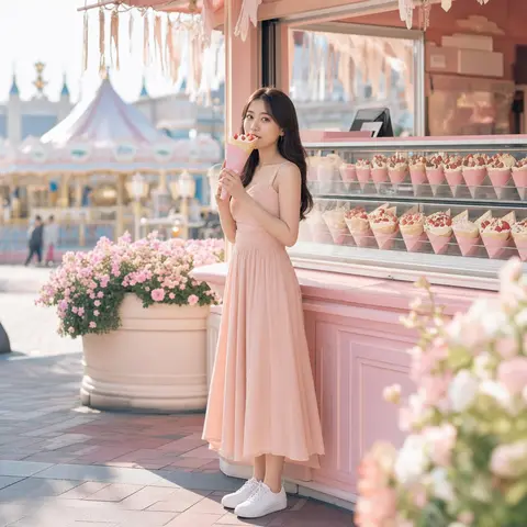 Pastel Crepe Stand Portrait AI image style preview for image-to-image generation