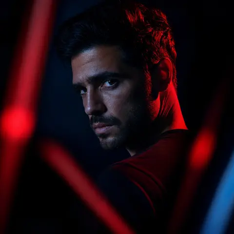 Red Blue Rimlight Portrait AI image style preview for image-to-image generation