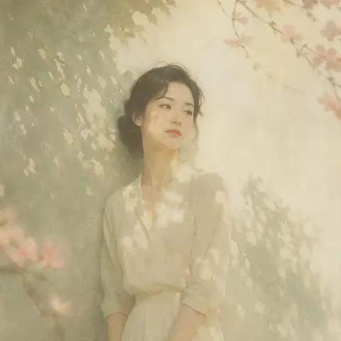 Retro soft focus illustration AI preview with floral haze and vintage magazine texture