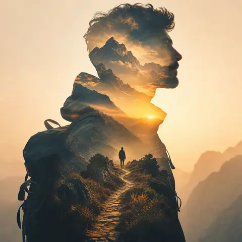 Spiritual Travel Double Exposure AI image style preview for image-to-image generation