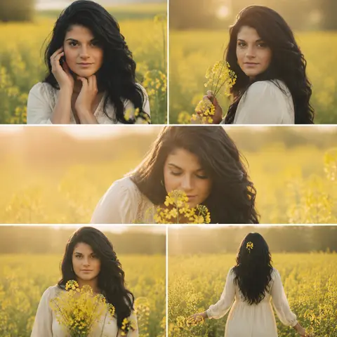 spring portrait collage preview for Spring Rapeseed Five Panel image-to-image generation