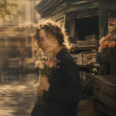 Vintage floral motion film AI preview with cinematic color and soft motion trails