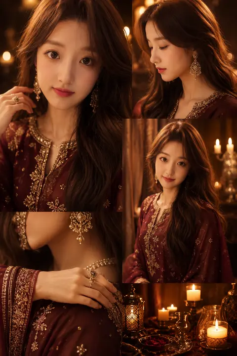 candlelit luxury portrait collage generator preview for Candlelit Luxury Portrait Collage image-to-image generation