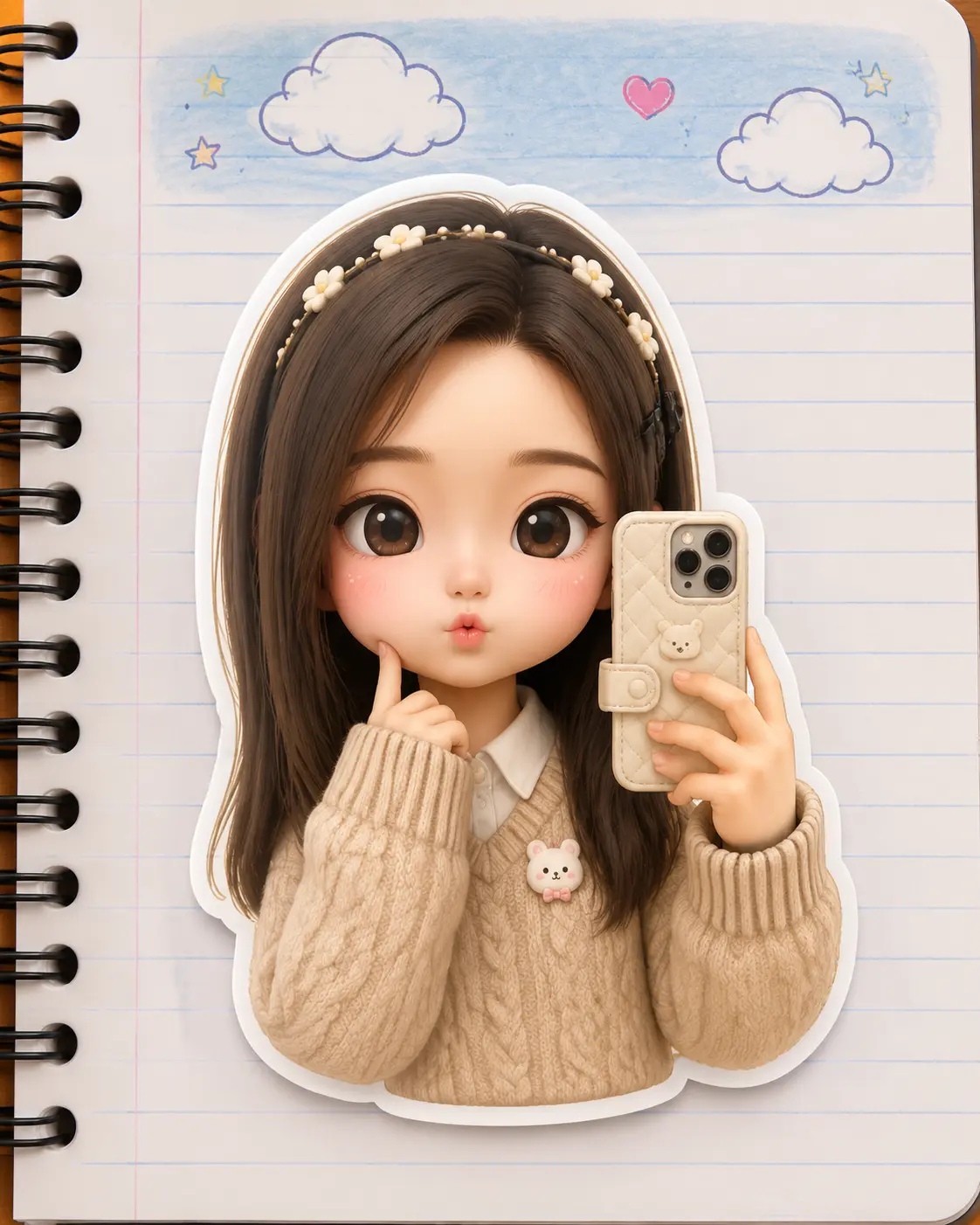 chibi notebook mirror selfie generator preview for Chibi Notebook Mirror Selfie image-to-image generation