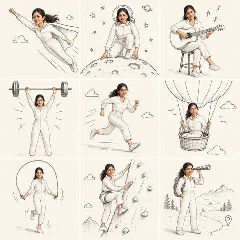 Doodle Adventure Nine Grid AI image template result