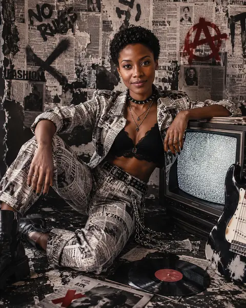 Newspaper Punk Fashion Editorial AI image template result