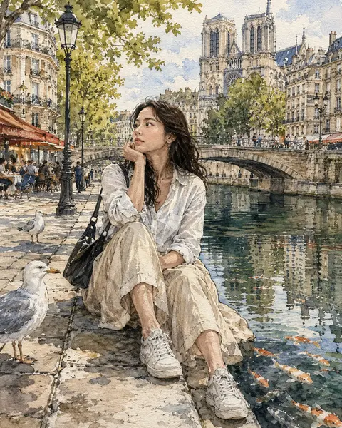 paris canal watercolor ink portrait generator preview for Paris Canal Watercolor Ink Portrait image-to-image generation