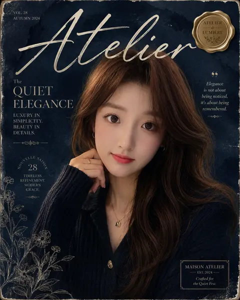 Quiet Luxury Navy Magazine Cover AI image template result