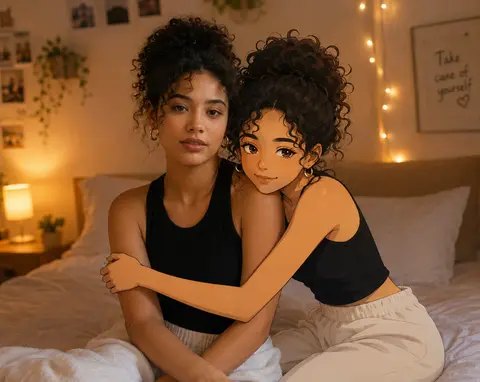 Real And 2d Self Hug AI image template result