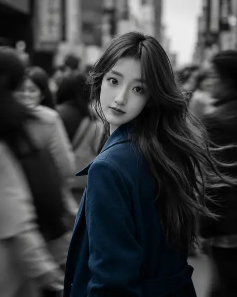 selective color street portrait generator preview for Selective Blue Coat Motion Street image-to-image generation